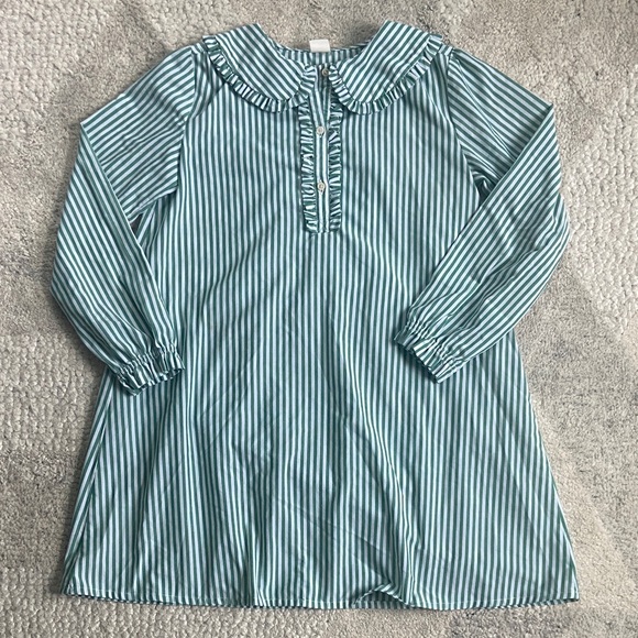 NOT FOR SALE J Crew Striped Green and White Long Sleeve Dress - Picture 2 of 11